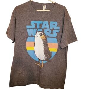 Star Wars Last Jedi Porg graphic grey short sleeved t-shirt Size Large